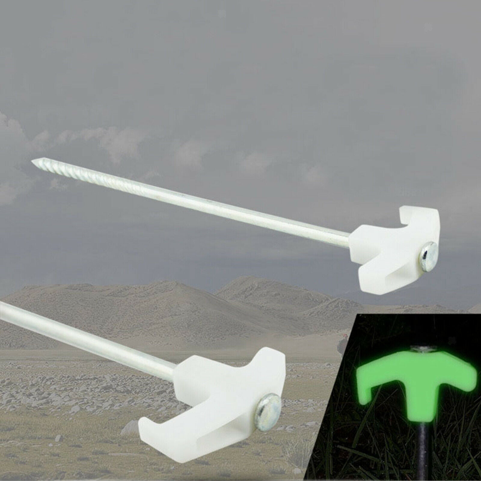 Glow In the Dark Tent Stakes Ground Pegs Outdoor Camping Garden Pin Non Rust
