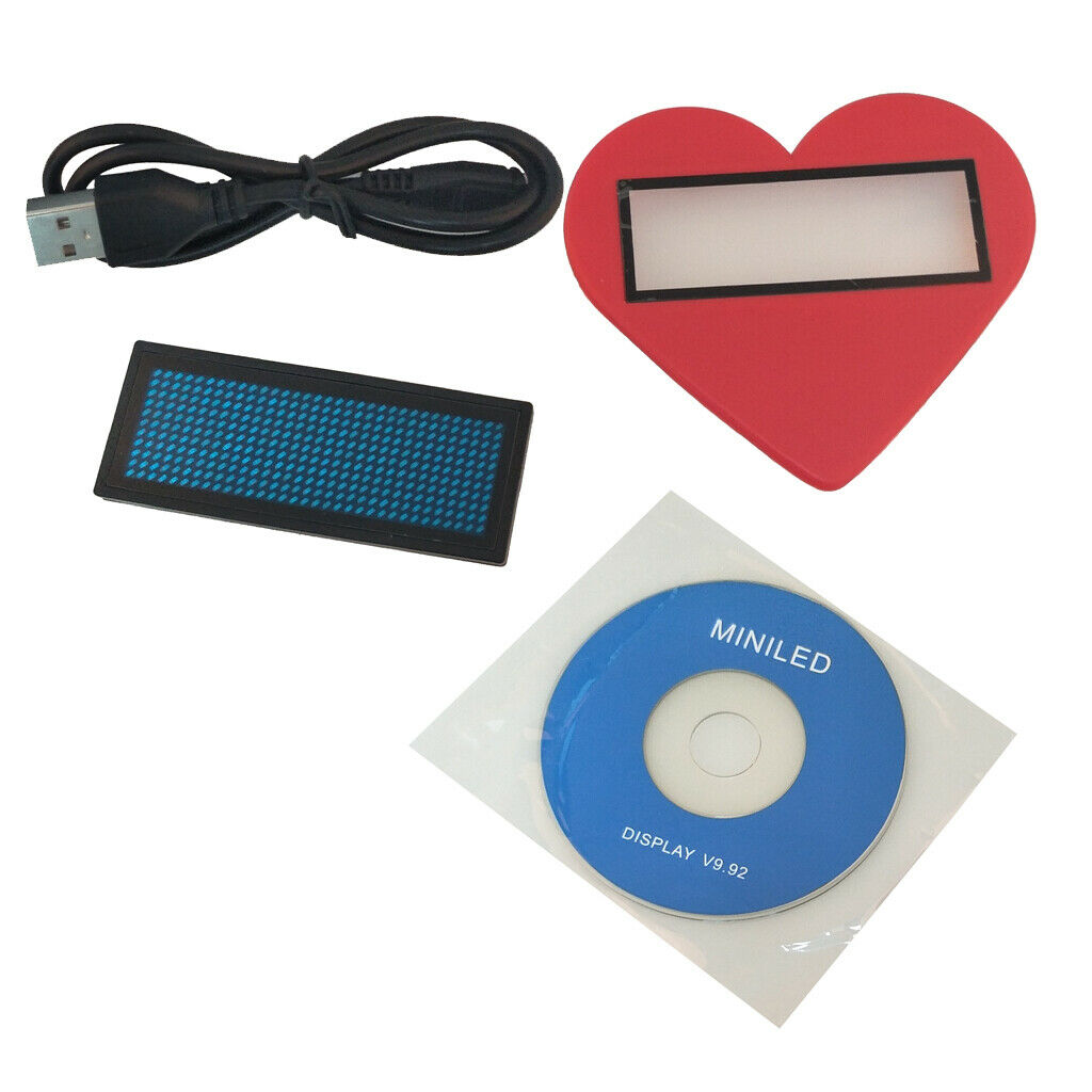 Heart-shaped Led Name Badge Scrolling Bright Sign Message 75x30x5mm Blue
