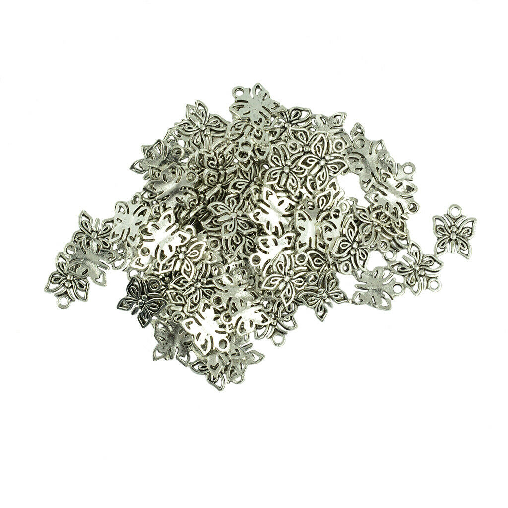 100 Pieces Filigree Hollow Butterfly Charms Hanging Jewelry