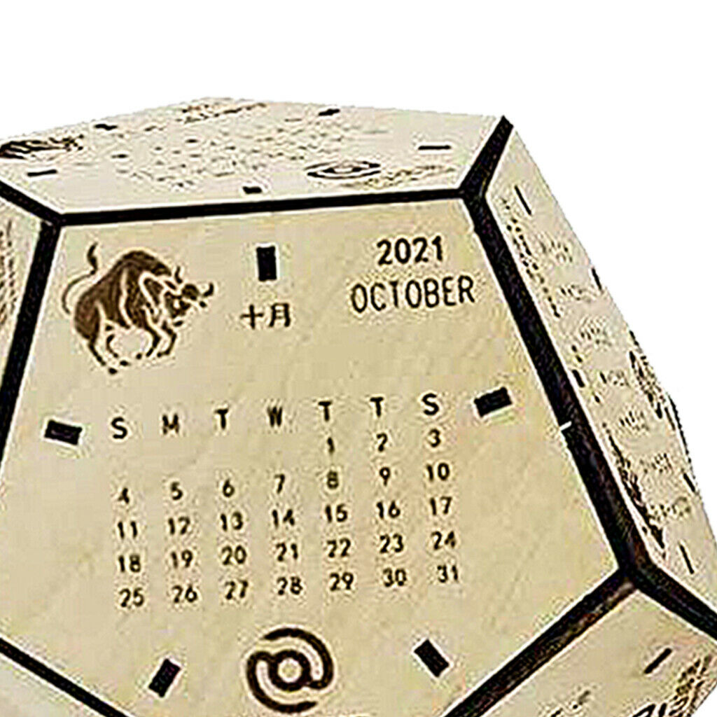 Polyhedron Wooden Blocks Desk Calendar Ornaments for Home ,Office,Classroom.