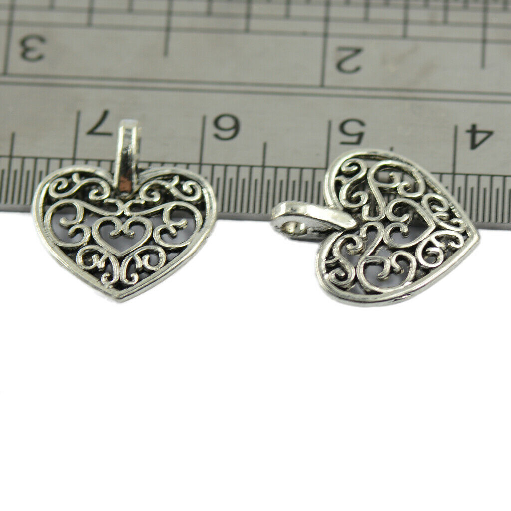 50x Love Heart Charms Fashion Jewelry Making Findings Hollow Out Love Heart