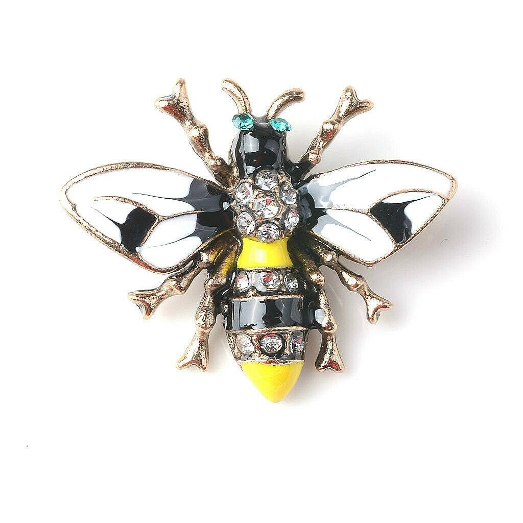 4x Alloy Bee Crystal Enamel Flatback Button for DIY Hair Accessories Jewelry