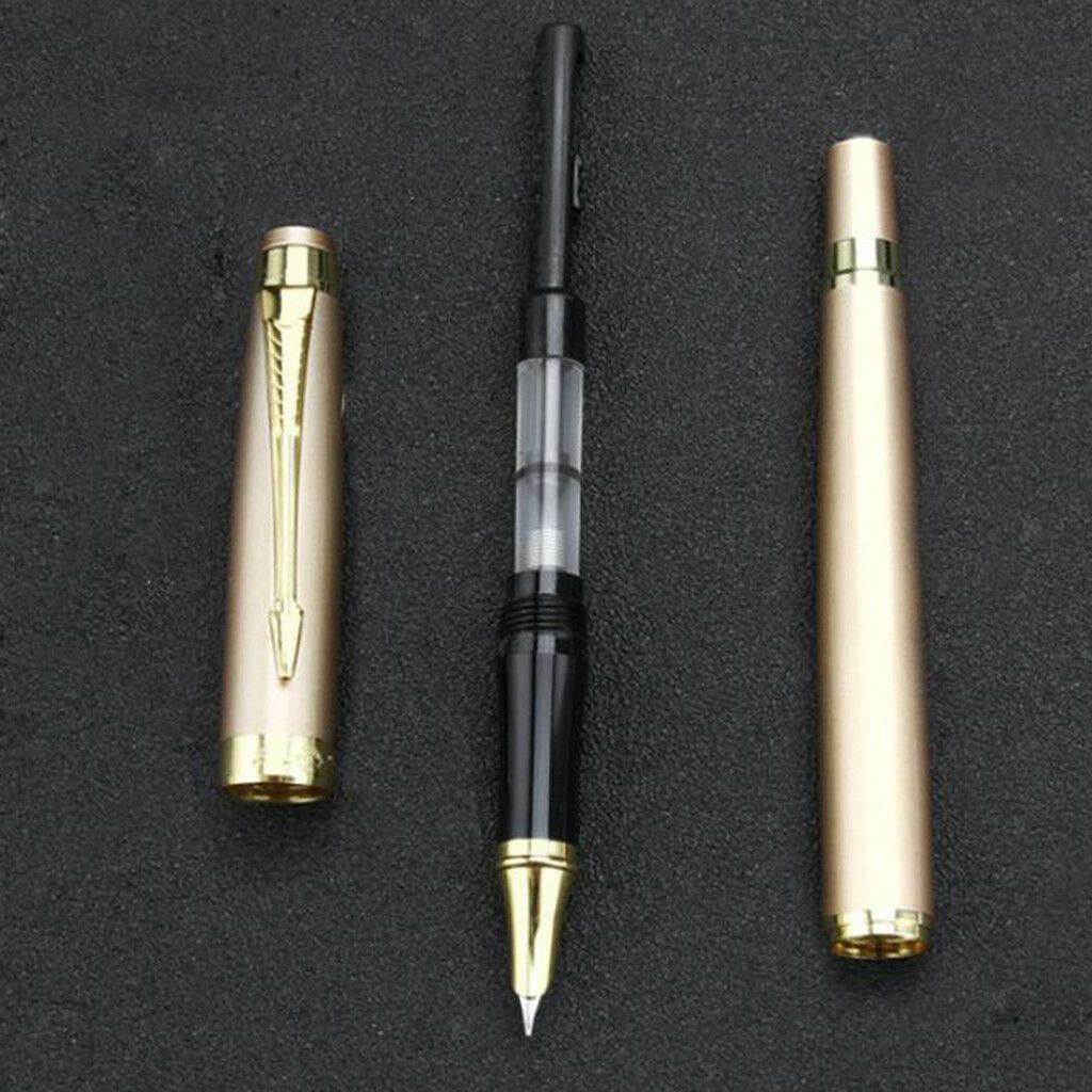 Metal Fountain Pen Golden Trim 0.38mm Stainless Steel Nib Business Gift Pen