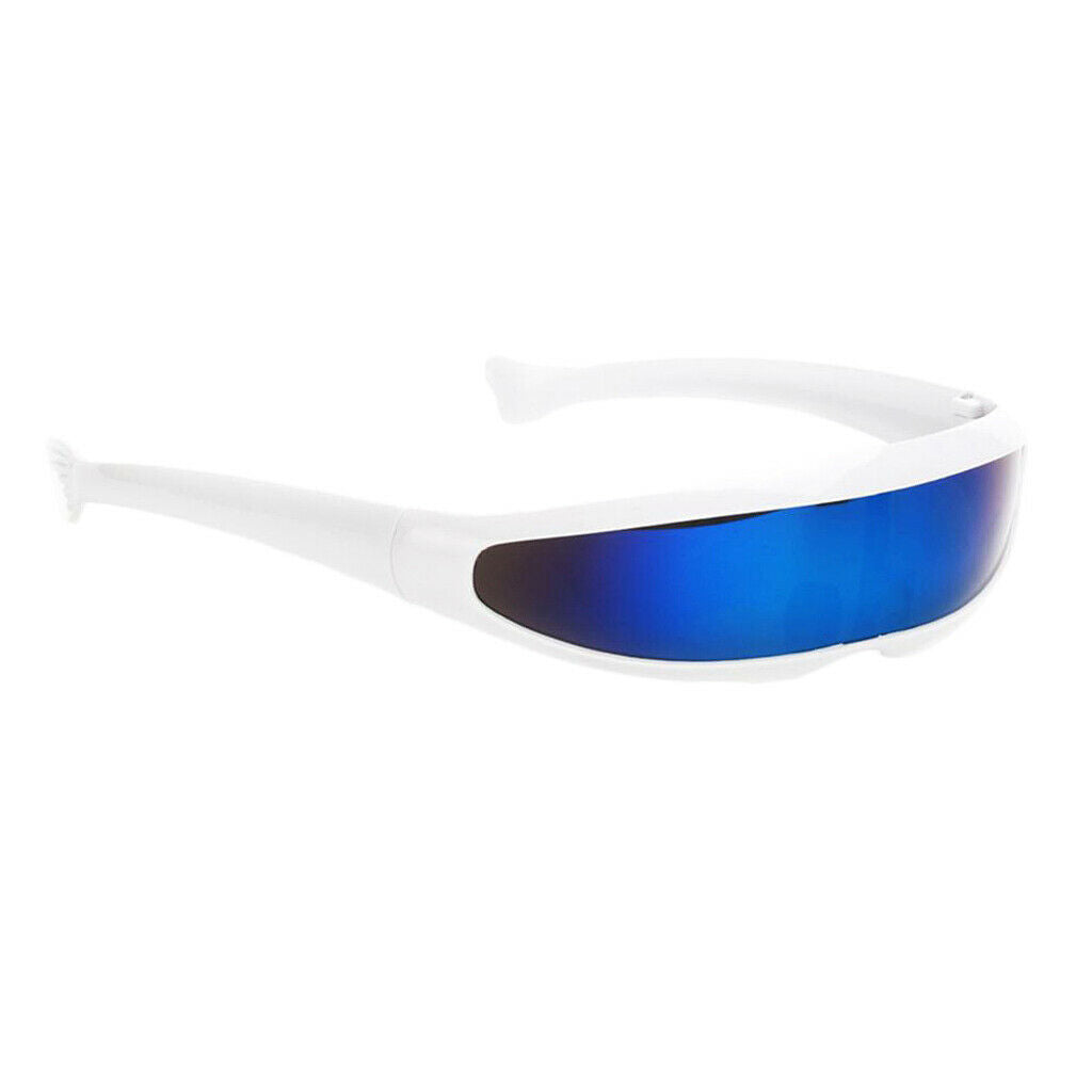 6pcs Futuristic Visor With Narrow Lens Eyeglass Sunglasses White