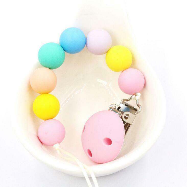 Colorful Food grade Silicone Beads Baby Pacifier clip Holder Baby Nipple Feeding
