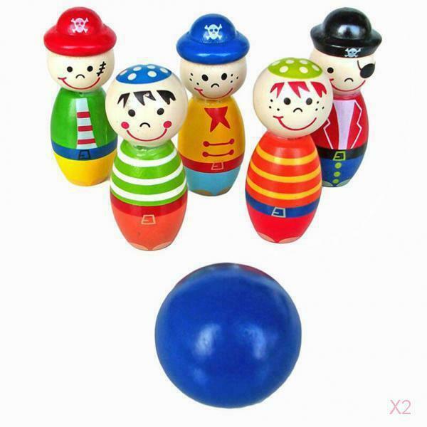 Colorful Mini Wood Bowling Game Set Family Fun Toys Children's