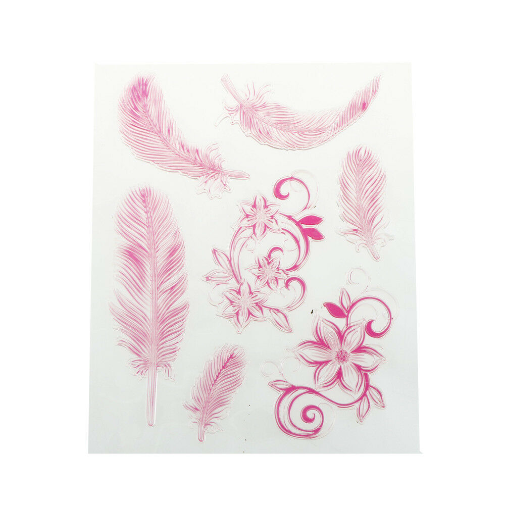 Beautiful Colorful Feather Shape Rubber Stamp Scrapbooking Photo Album De.l8
