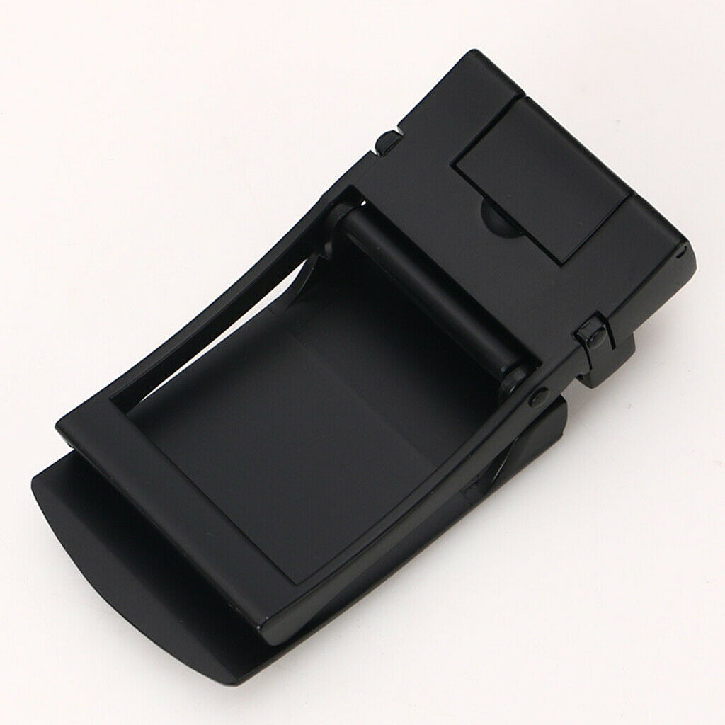 Classic Solid Buckle Automatic Ratchet Leather Belt Buckle, Black, Fits 40mm