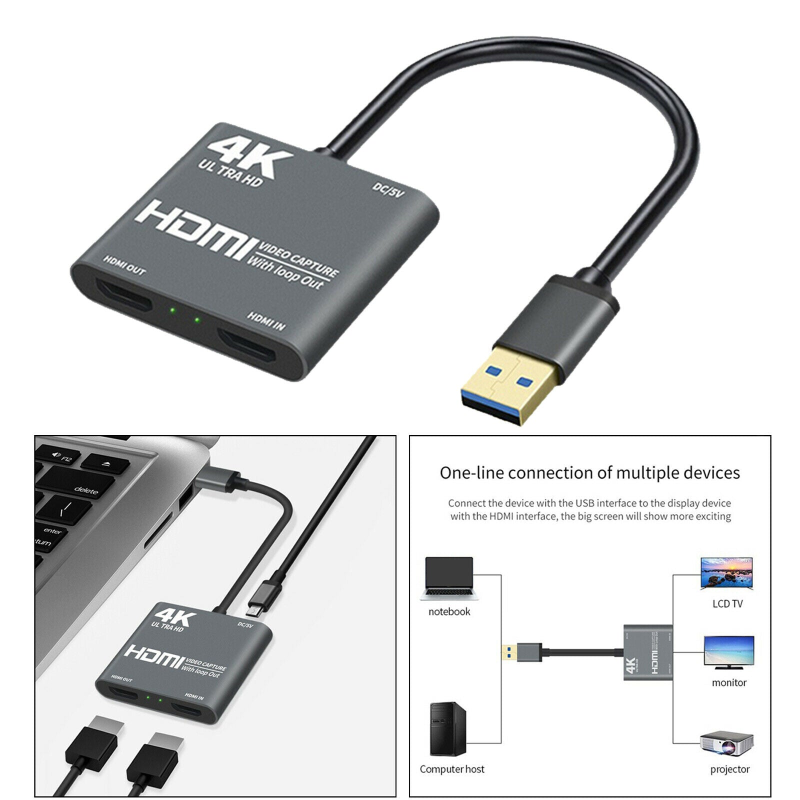 HDMI USB HD 1080P Video Capture Card Grabber Cable Video Live Streaming New