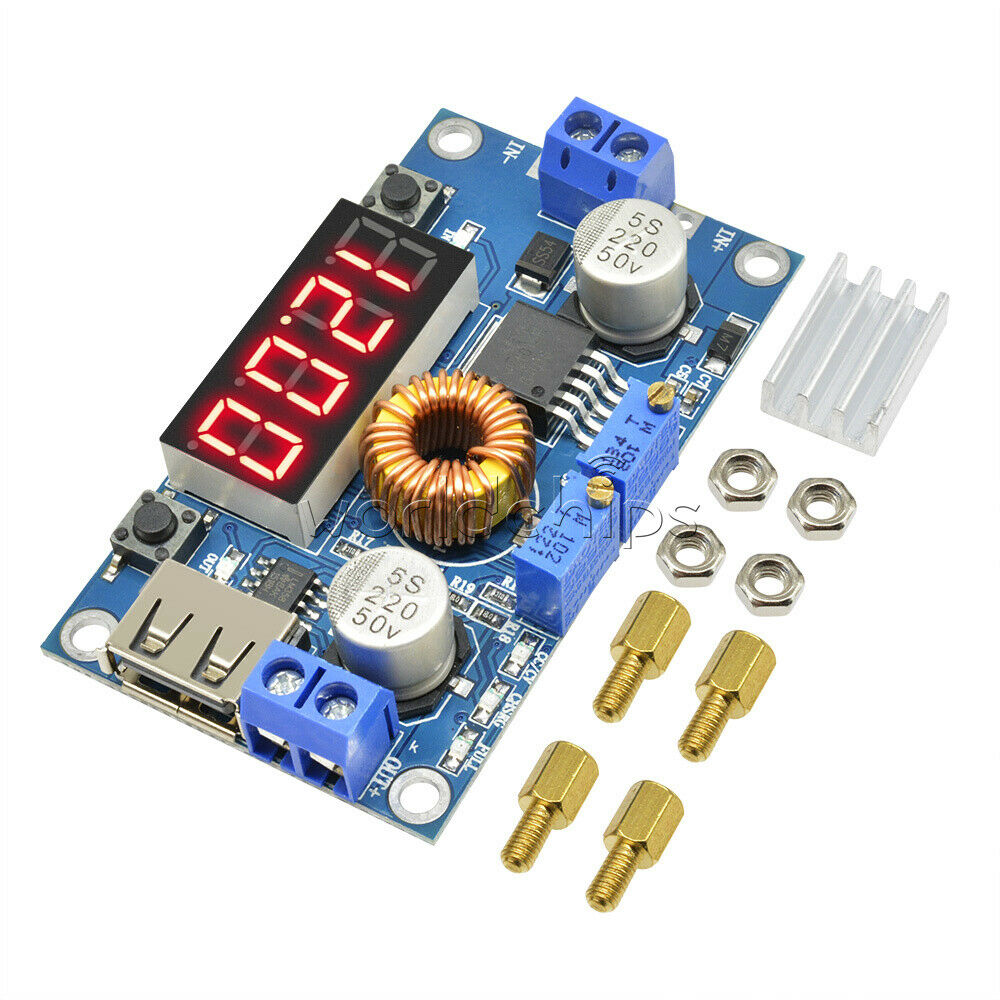 New 5A CC CV W/ USB Voltmeter LED Drive Step-down Lithium charger Power Module