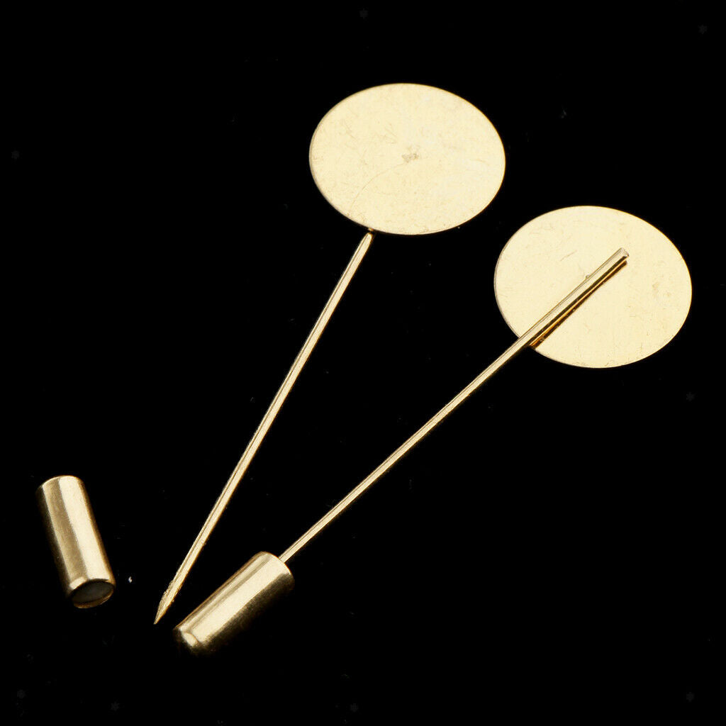 Prettyia 20pcs Blank Round Disc Stick Hat Pin for DIY Jewelry Findings Craft