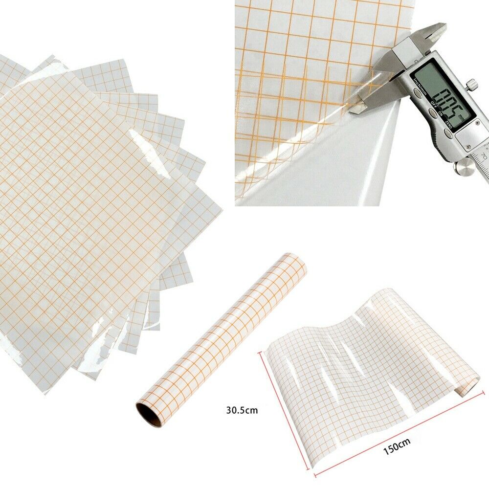 12" x 60" Vinyl Transfer PVC Paper Tape Roll Adhesive Clear Alignment Grid