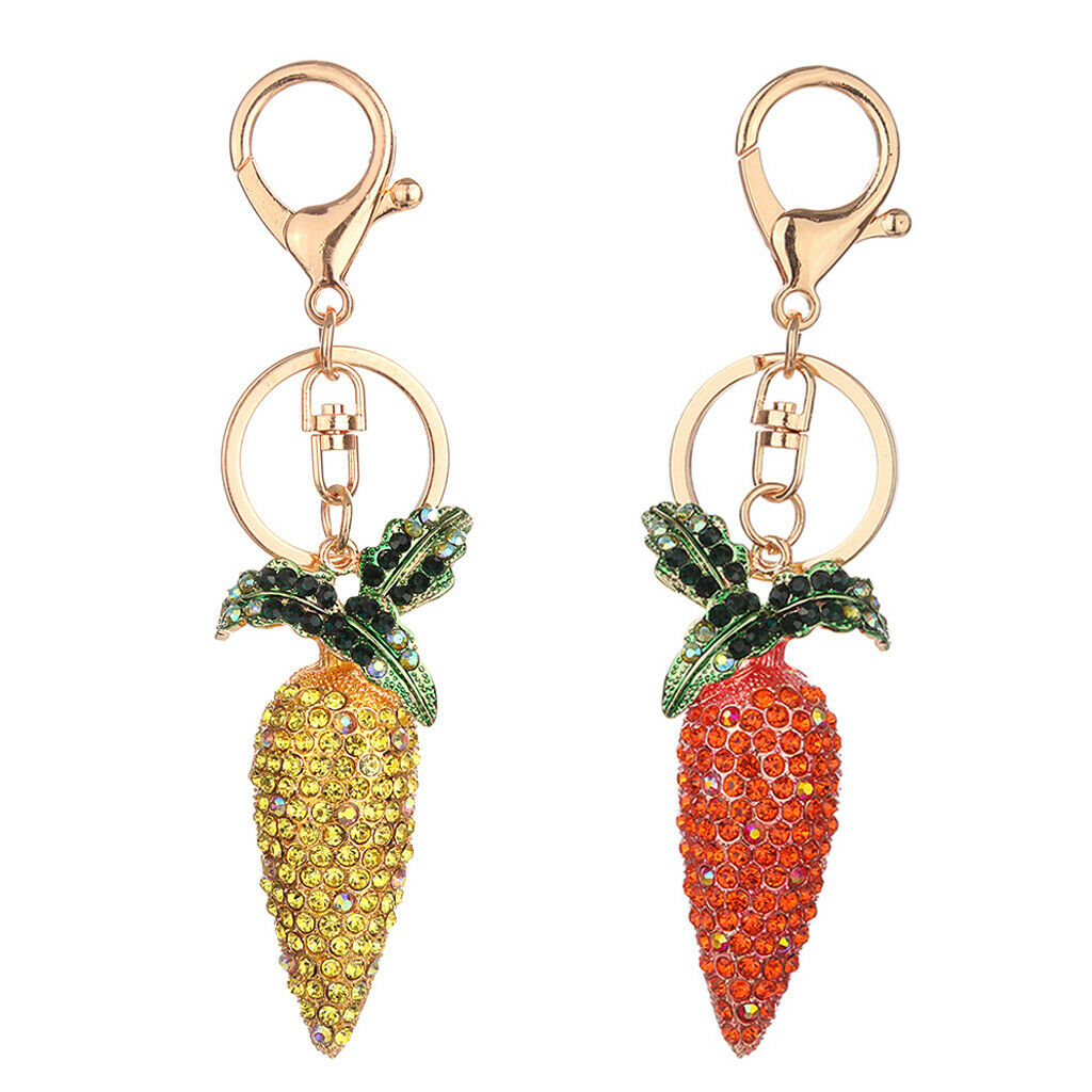Rhinestone Key Chain Car Key Ring Accessory Crystal Bag Decor Keyring Orange