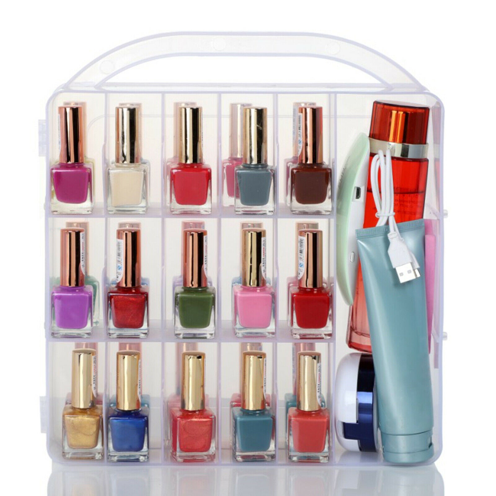 Multi-function Nail Polish Case Storage Caddy for 30 Bottles Dust-proof