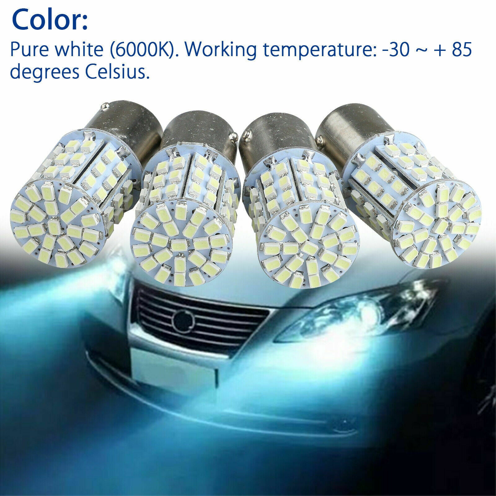 4Pcs Super White 64 SMD LED 1156 1141 1003 RV Camper Trailer Interior Light Bulb