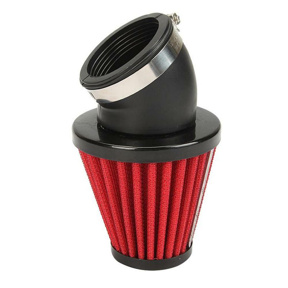 1x Universal Motorcycle 3.4" Width 48mm 45 Degree Bend Air Intake Filter Kit Red