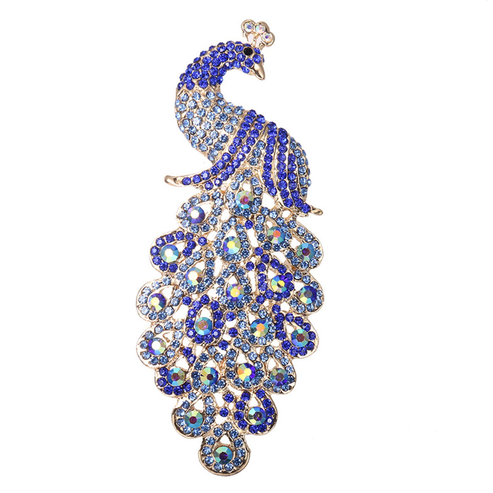 Peacock Brooch Women Lapel Pin Animal Pendant Blue Peafowl New Year Christmas