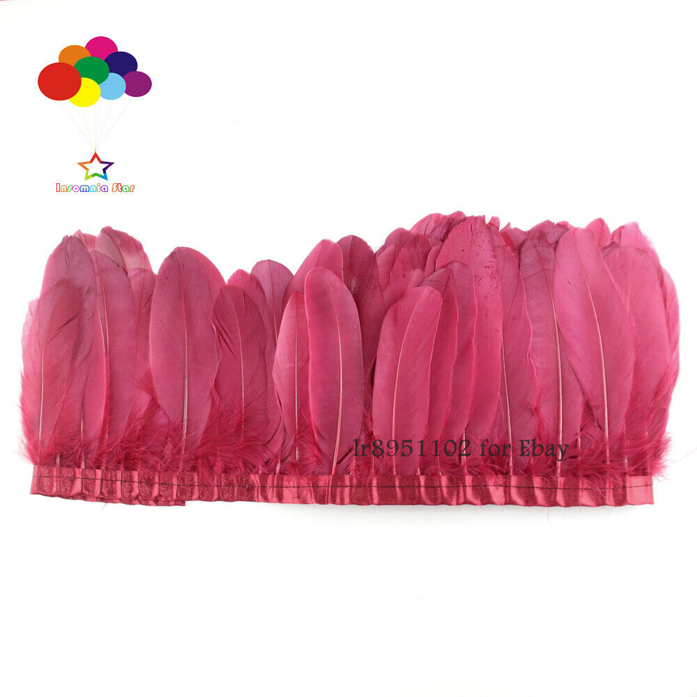 2 meters/lot  Burgundy stained goose feathers Ribbon 15~18 cm duck dance DIY