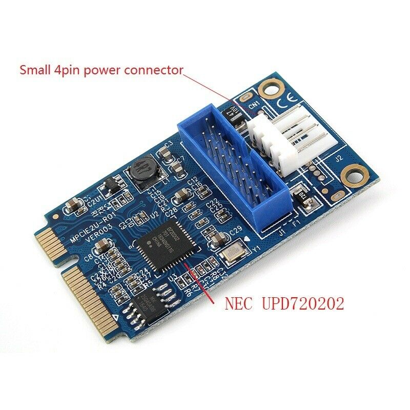 Mini PCIe to 19pin 20pin Header to USB3.0 Mini PCIe to Dual USB Expansion Card