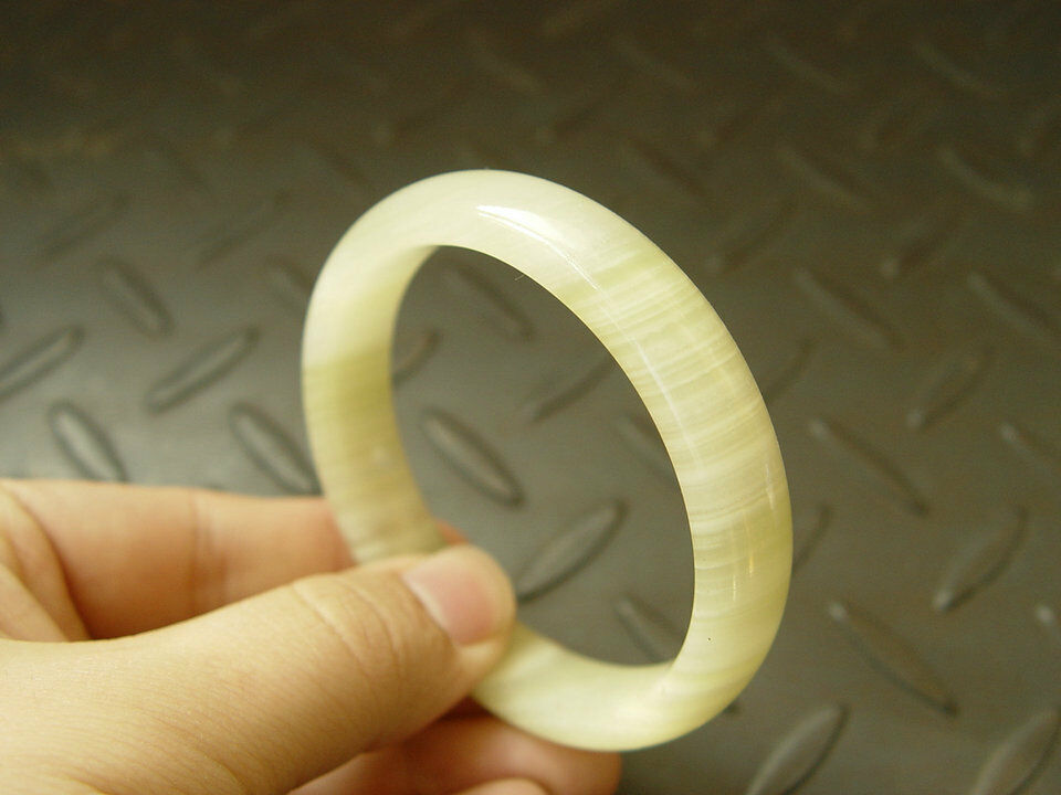 çŽ‰Unique Natural Hetian JADE Nephrite Green Handmade Bangle Bracelet 58-62mm