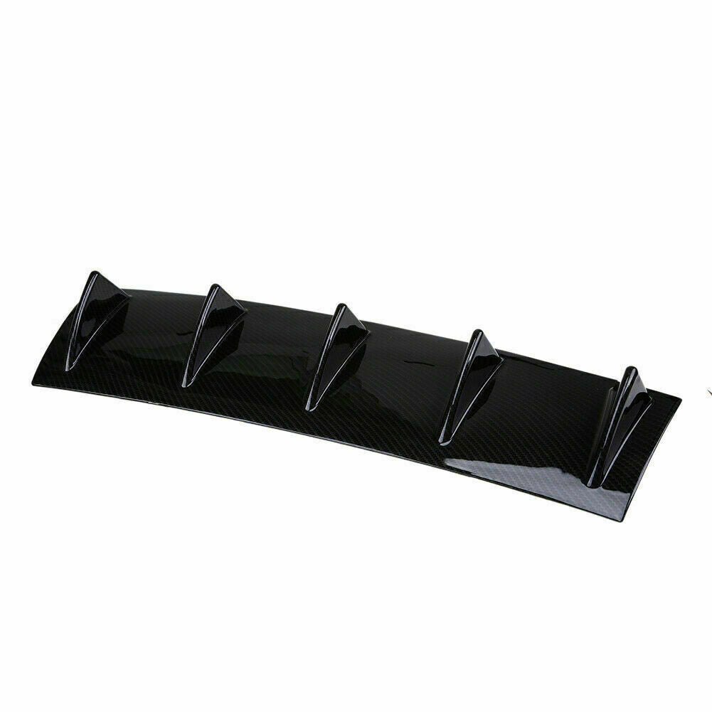 Rear Lower Carbon Fiber Bumper Lip Diffuser Shark Fin Spoiler Universal Fit