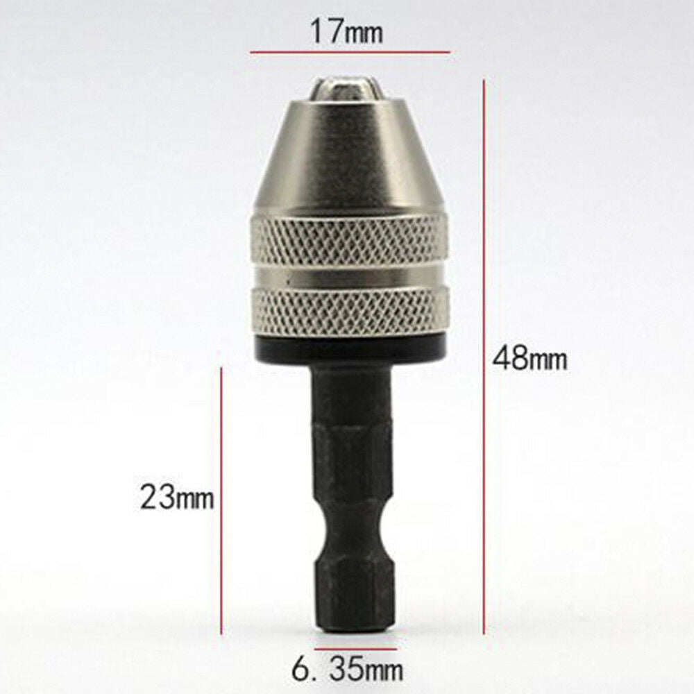 1/4" Keyless Drill Bit Chuck Hex Shank Adapter Converter Quick Change 0.3-3.9mm~