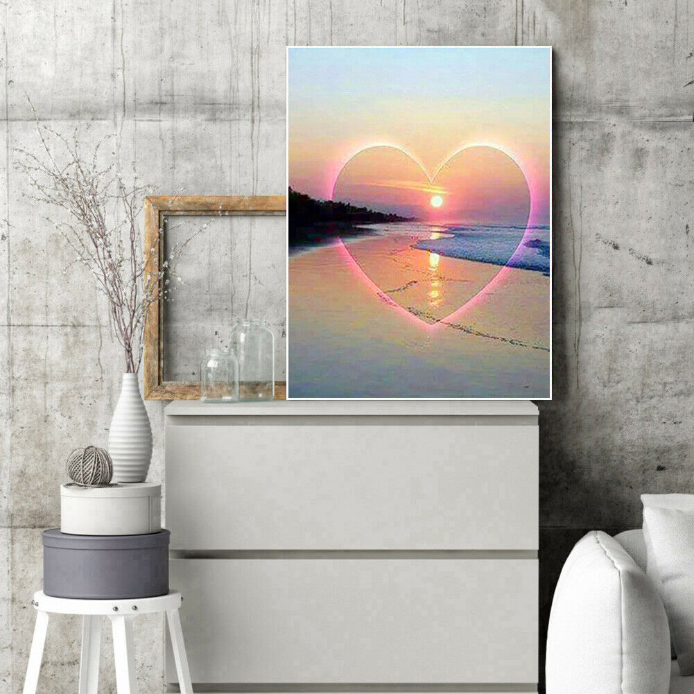 Full Round Drill Diamond Painting DIY Love Sunset Cross Stitch Embroidery @