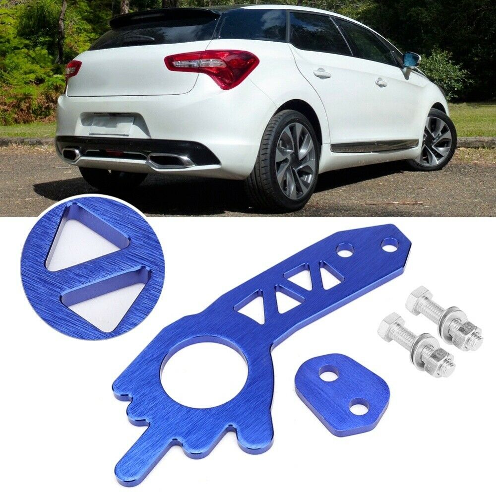 Universal Car Aluminium Alloy Front Rear Trailer Towing Hook Ring Set Blue new