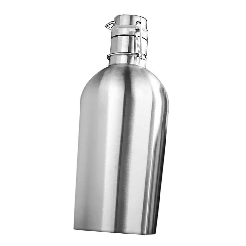 Home Brew Beer Growler Bottle 64 Oz 2L Stainless Steel Swing Top Hip Flask