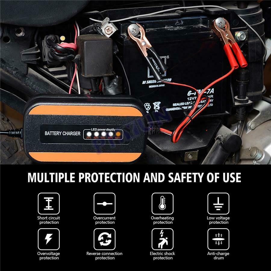 13.8V Wide Voltage Motorcycle Car Battery Charger Digital For Lead-acid Battery