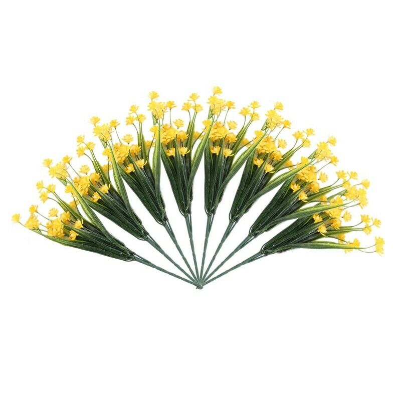 8Pcs Artificial Flowers Outdoor Uv Resistant Plants, 8 Branches Faux Plastic GE4