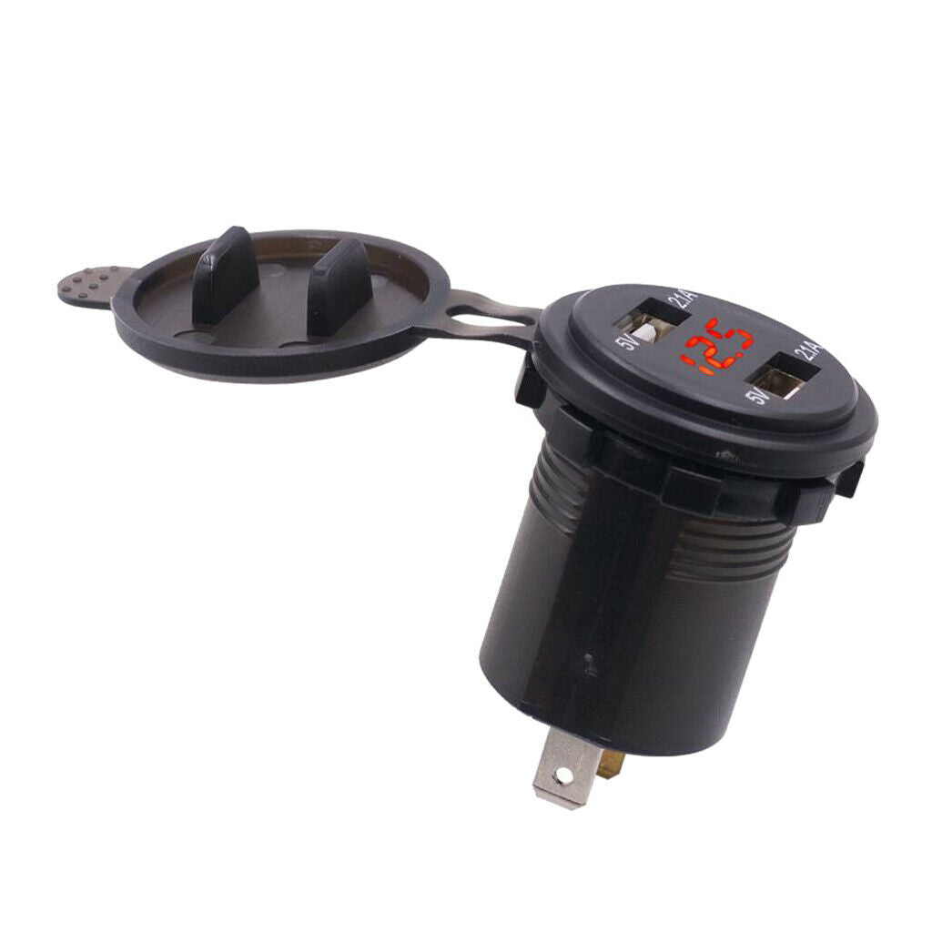 Car Charger USB Voltmeter LED Red Usage For Power Supply Portable Tablets