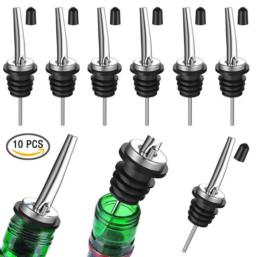 10pcs Stainless Steel Liquor Spirit Pourer Flow Wine Bottle Pour Spout Stopper