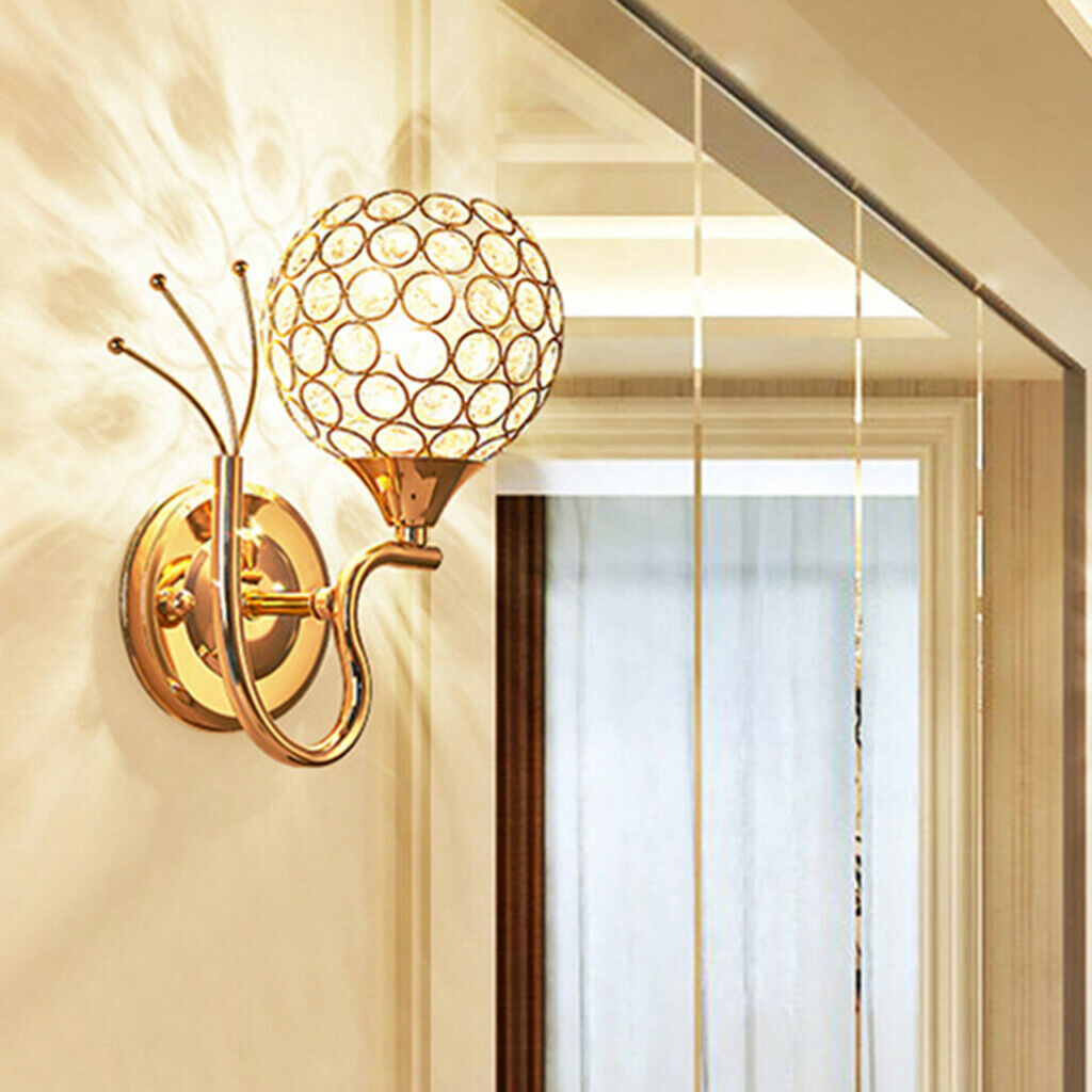Crystal Hollow-carved Wall Lamp Home Hotel Indoor Decor Chrome Sconce Light
