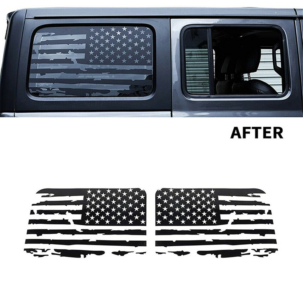 Car Rear Window USA Flag Decals Stickers L/R For Jeep Wrangler JL 4Door 2018-21