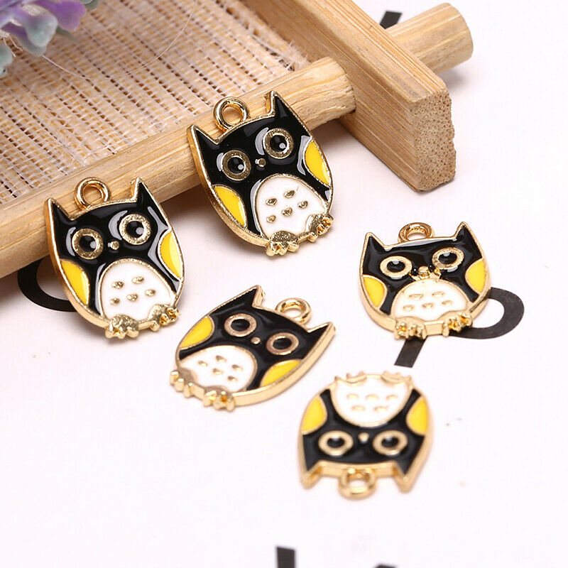 10Pcs/Set Enamel Alloy Owl Charms Animals Pendant Jewelry DIY Making Craft G Rf