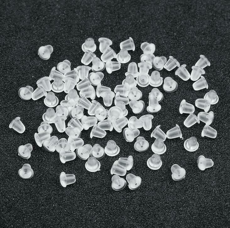 300pcs Clear Rubber Earring Ear plug Safety Stopper Rubber Jewelry Accessories