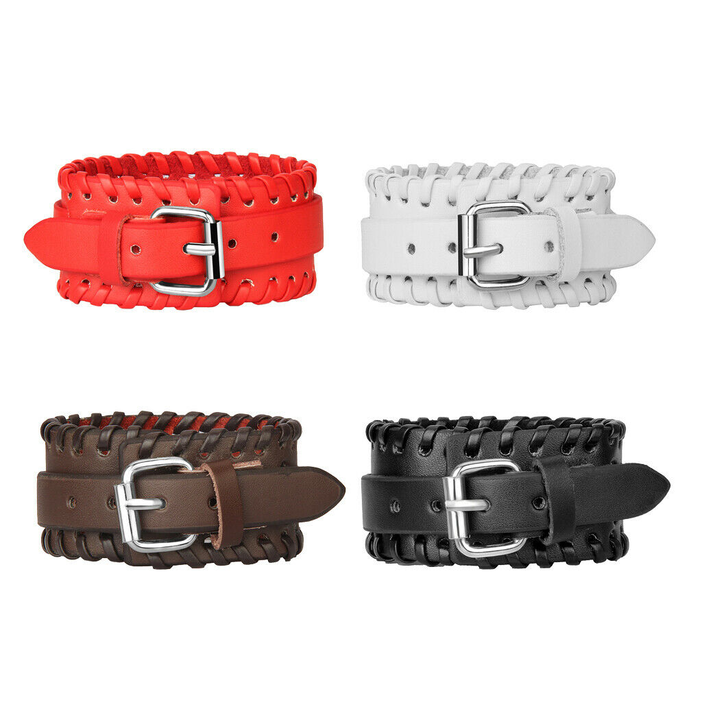 Unisex Punk Braided Rope Alloy Leather Bracelet Bangle Wristband  Black