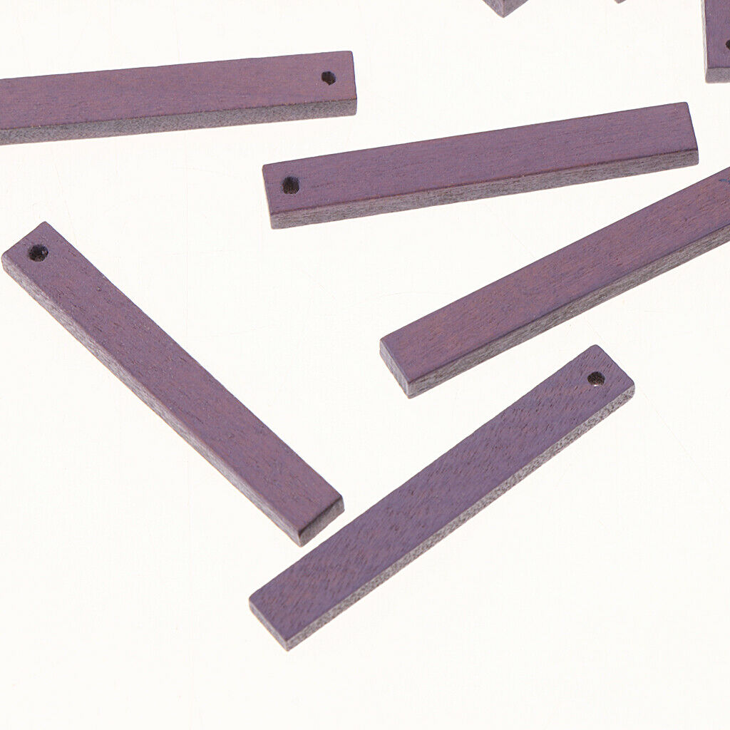 20 Pieces Rectangle Wood Bar Pendant Beads DIY Craft Findings Light Purple