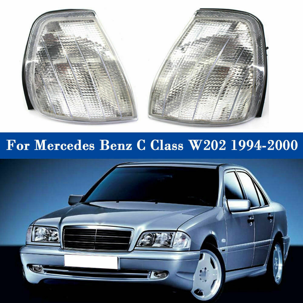 Clear Corner Turn Signal Lights Lamp Pair Fit Mercedes Benz C Class W202 94-2000