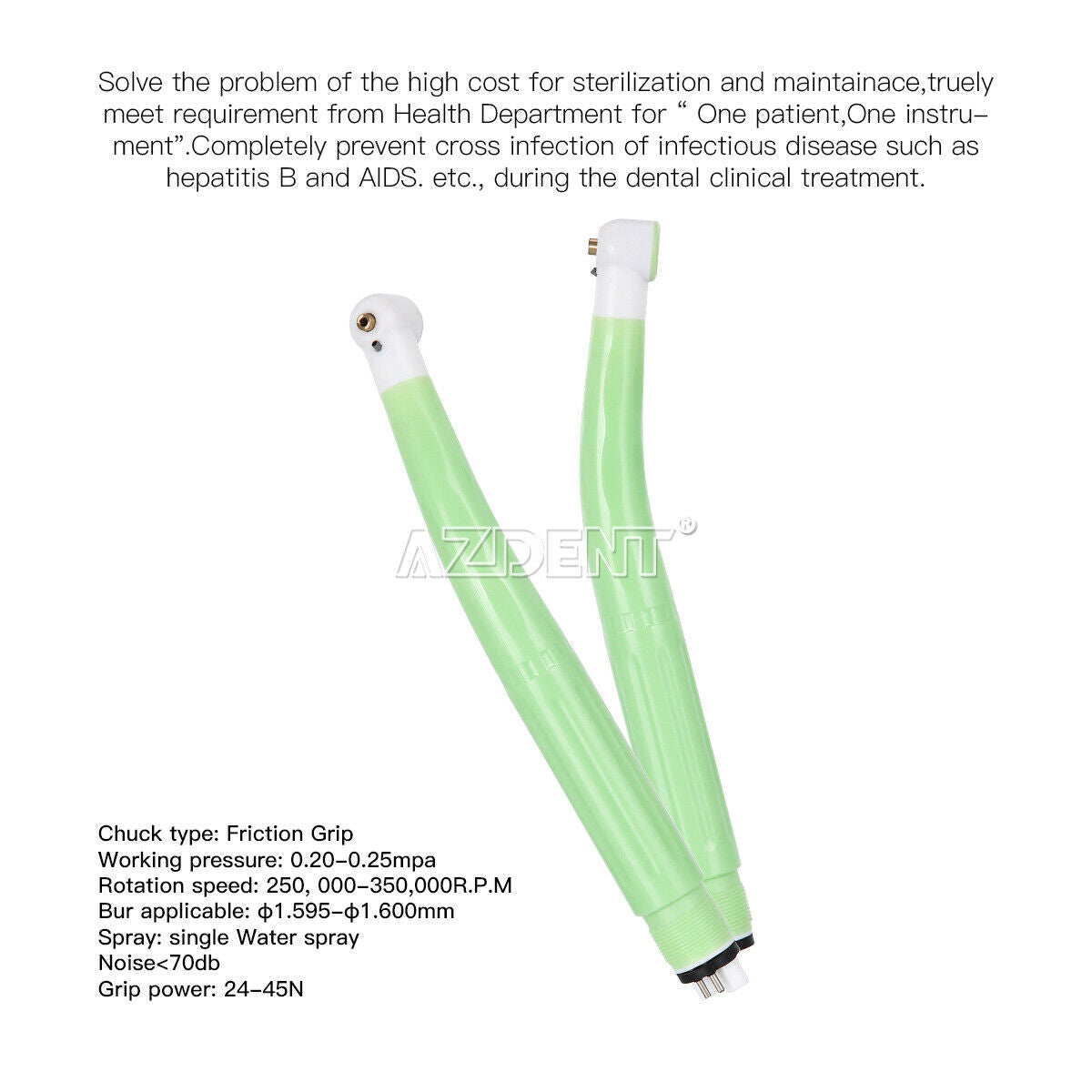 50 X Dental anti-infection disposable handpiece Single Spray Friction grip