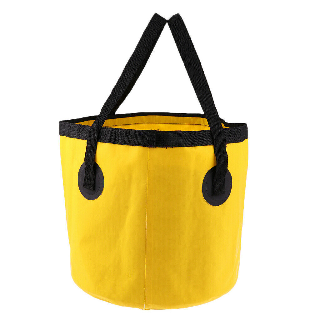 Folding Bucket Water Container Bag for Outdoor Camping Fishing 20L Yellow