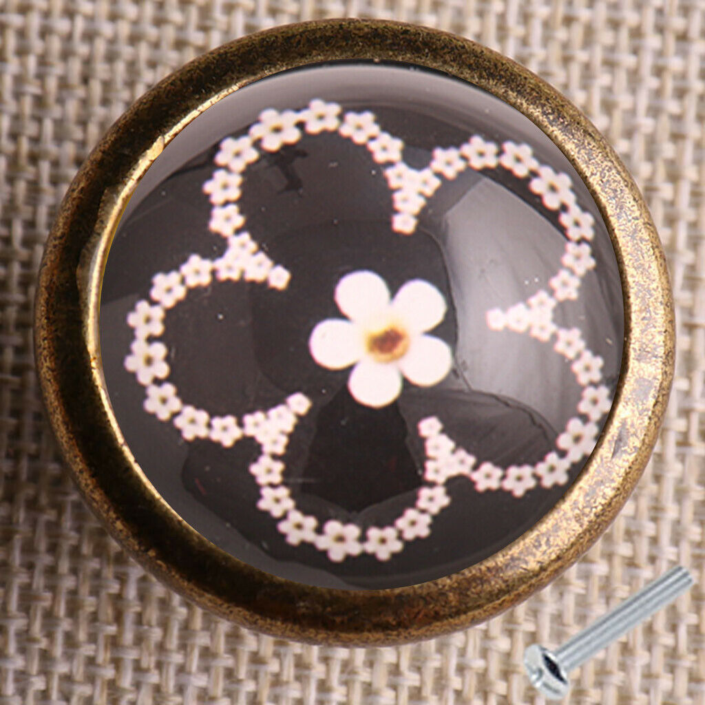Flower Patterns Door Knob Cabinet Drawer Closet Cupboard Handle Hardware 3#