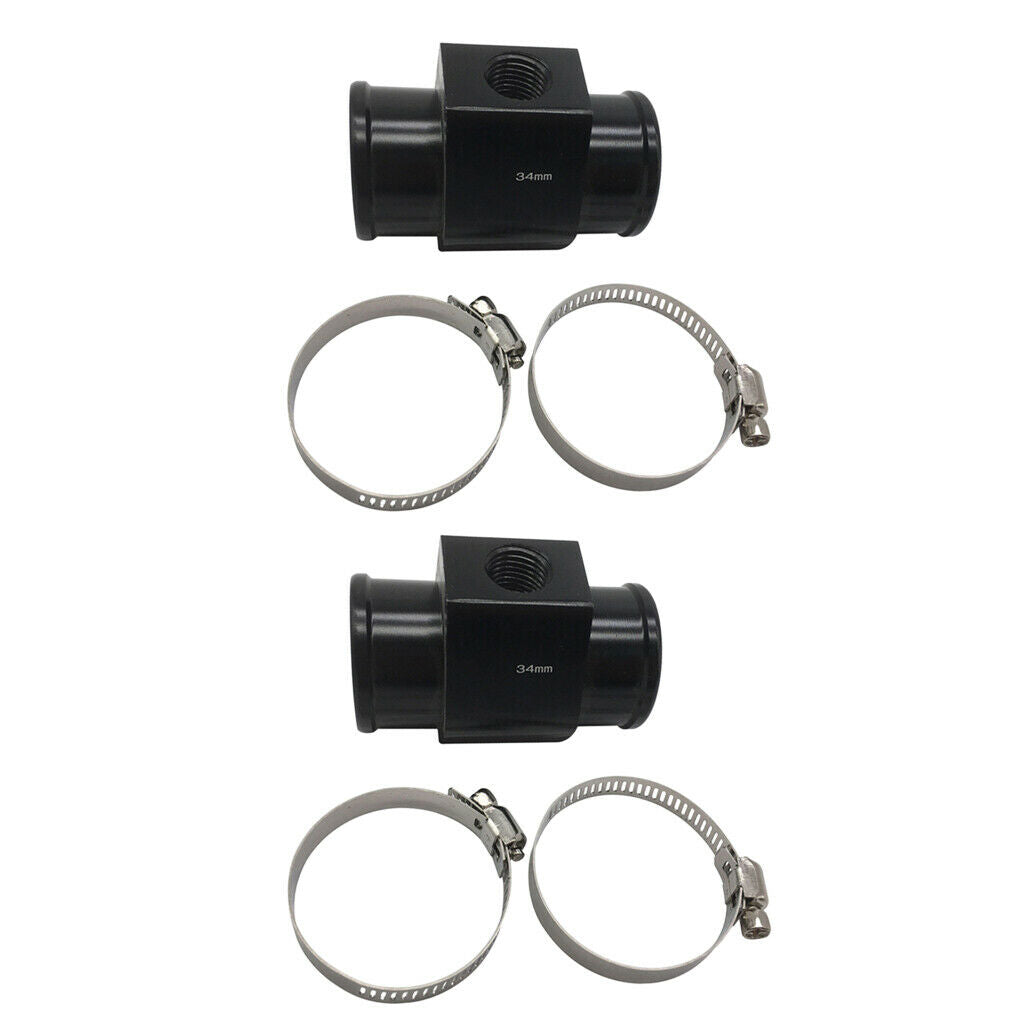 2 Set Radiator M14x1.5 34mm Water Hose Coolant Hose Adapter with Clamp