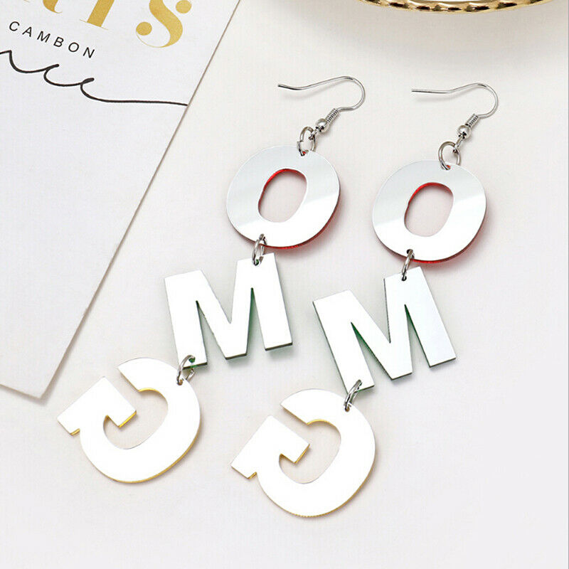 Funky Acrylic Hip Hop Long Dangle Drop Colorful OMG Shape Earrings Jewelr.l8