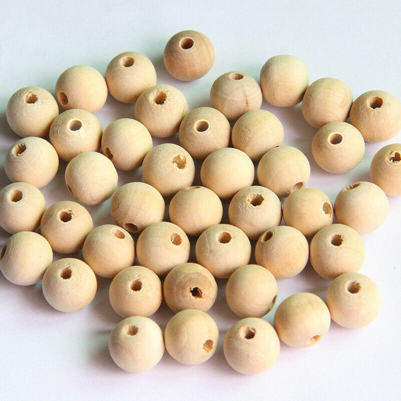 50Pcs Natural Wooden Unpainted Beads Loose DIY Jewelry Making Findings 16mm