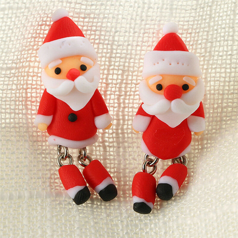 Christmas Santa Claus Earrings Handmade Polymer Clay Ear Stud Earrings Jew.l8