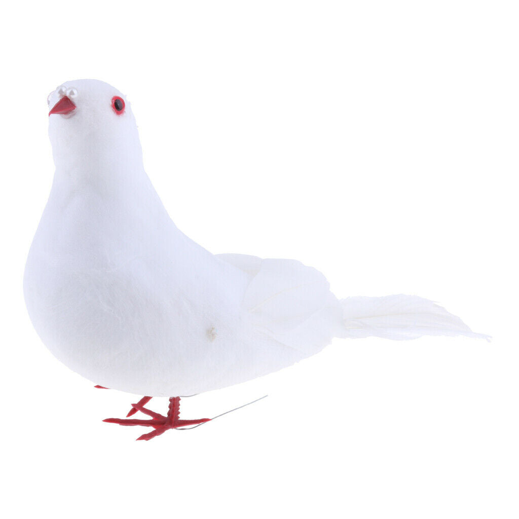 5Pcs Artificial Foam Feather White Doves Birds Craft Birds Home Wedding Decor