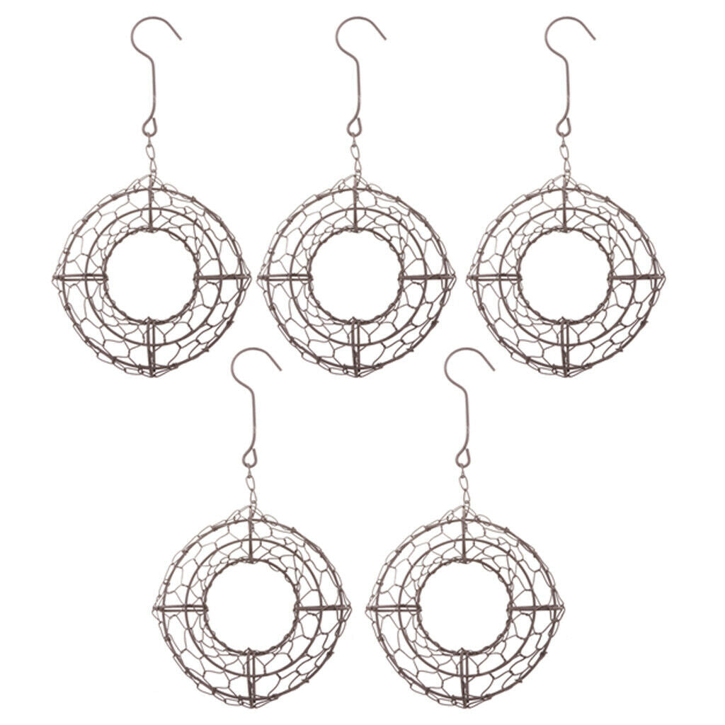 5pcs Rustic Iron Succulent Plants Wire Wreath Frame Flower Pot Hanging Wall Air