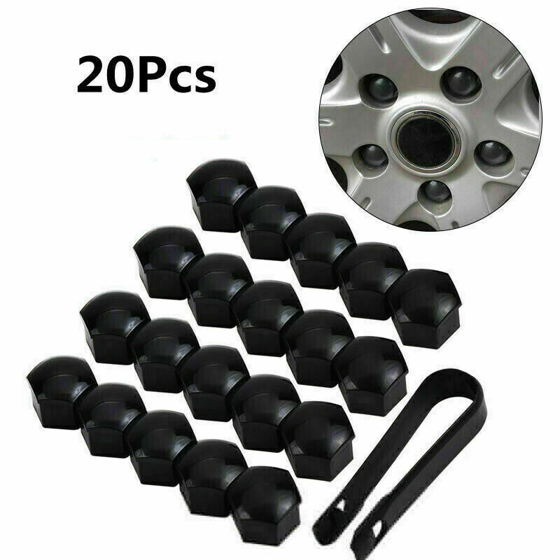 20Pcs 19mm Gloss Black Wheel Nut Bolt Covers Universal Suits All Cars
